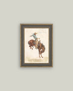Bucking Bronco Framed Antique Art: 7x9