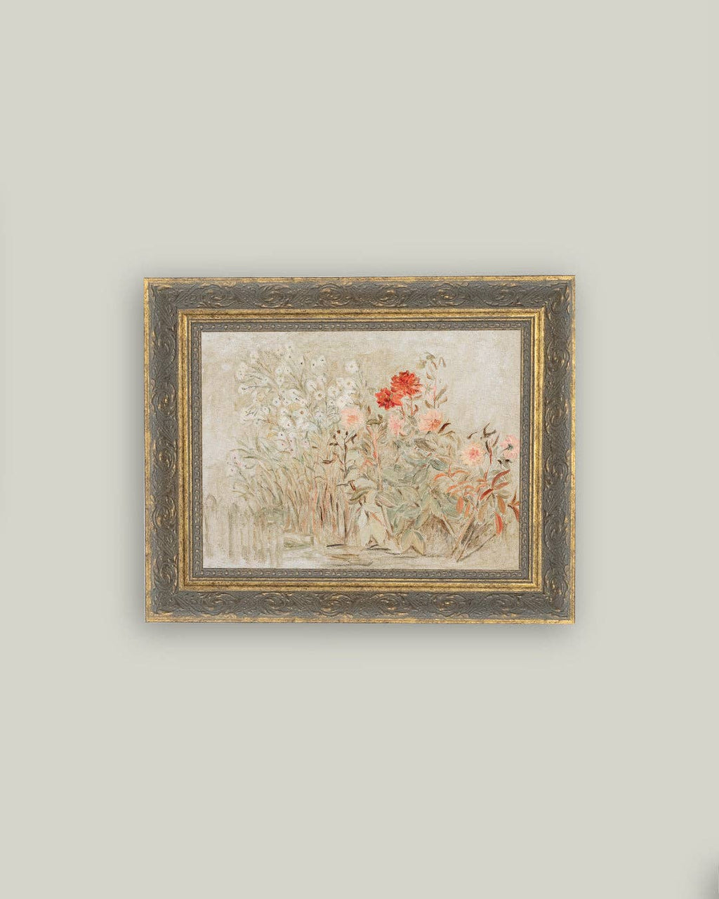 Small Garden Framed Antique Art: 10x8