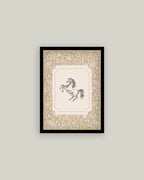 Pony Tan Print Framed Antique Art: 11x15