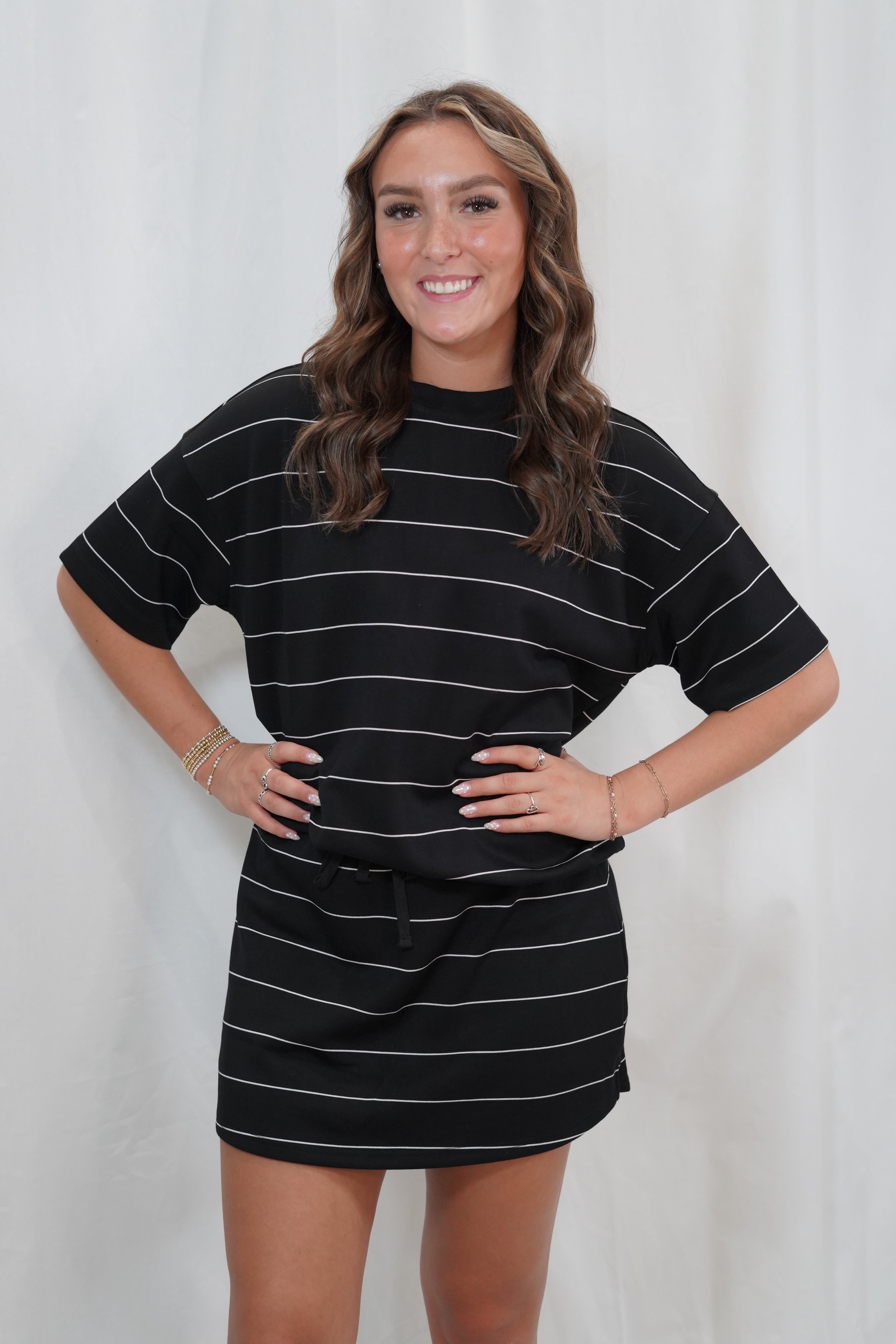 Black and Cream Striped Set