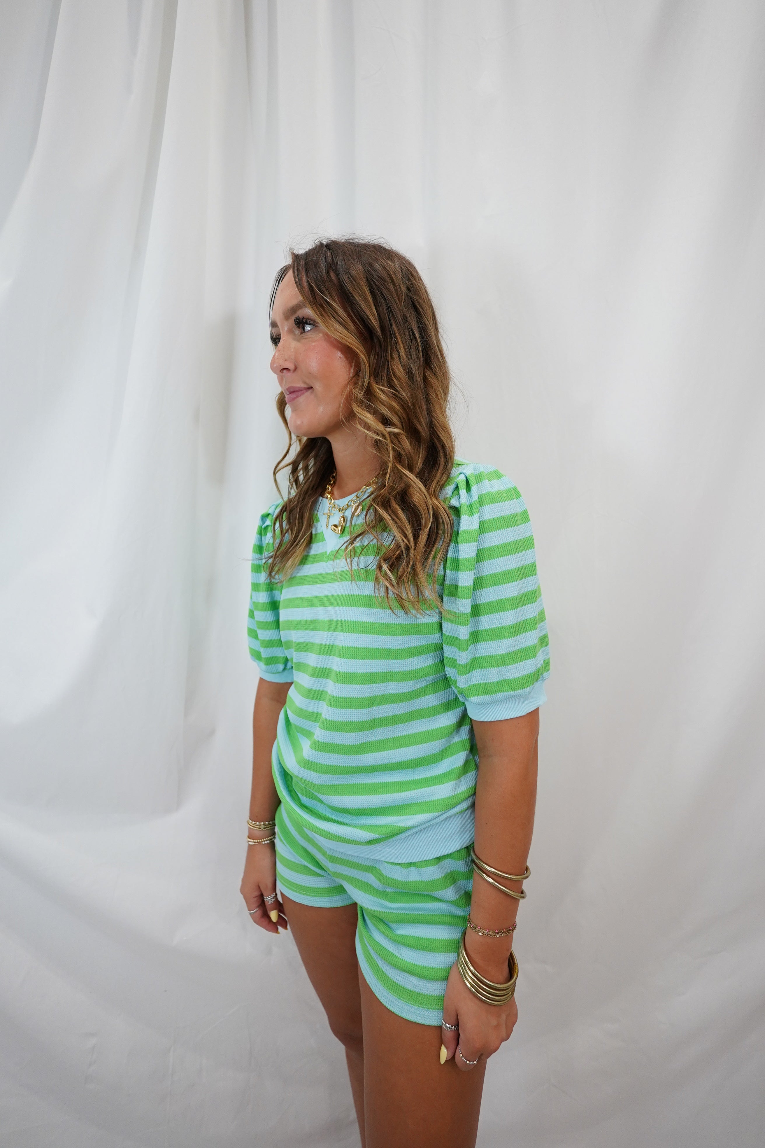 Blue and Green Striped Set