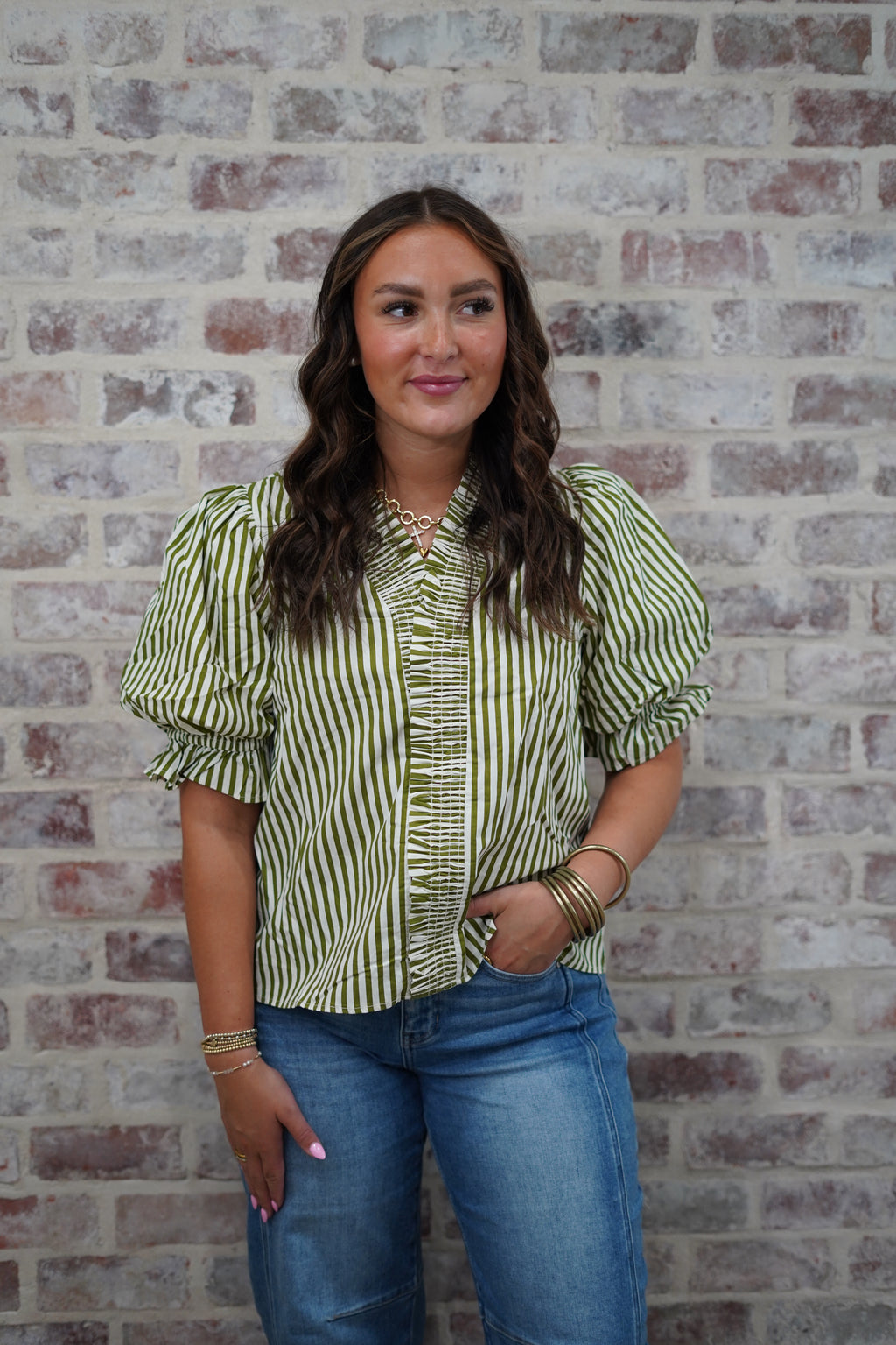 Green Striped Top