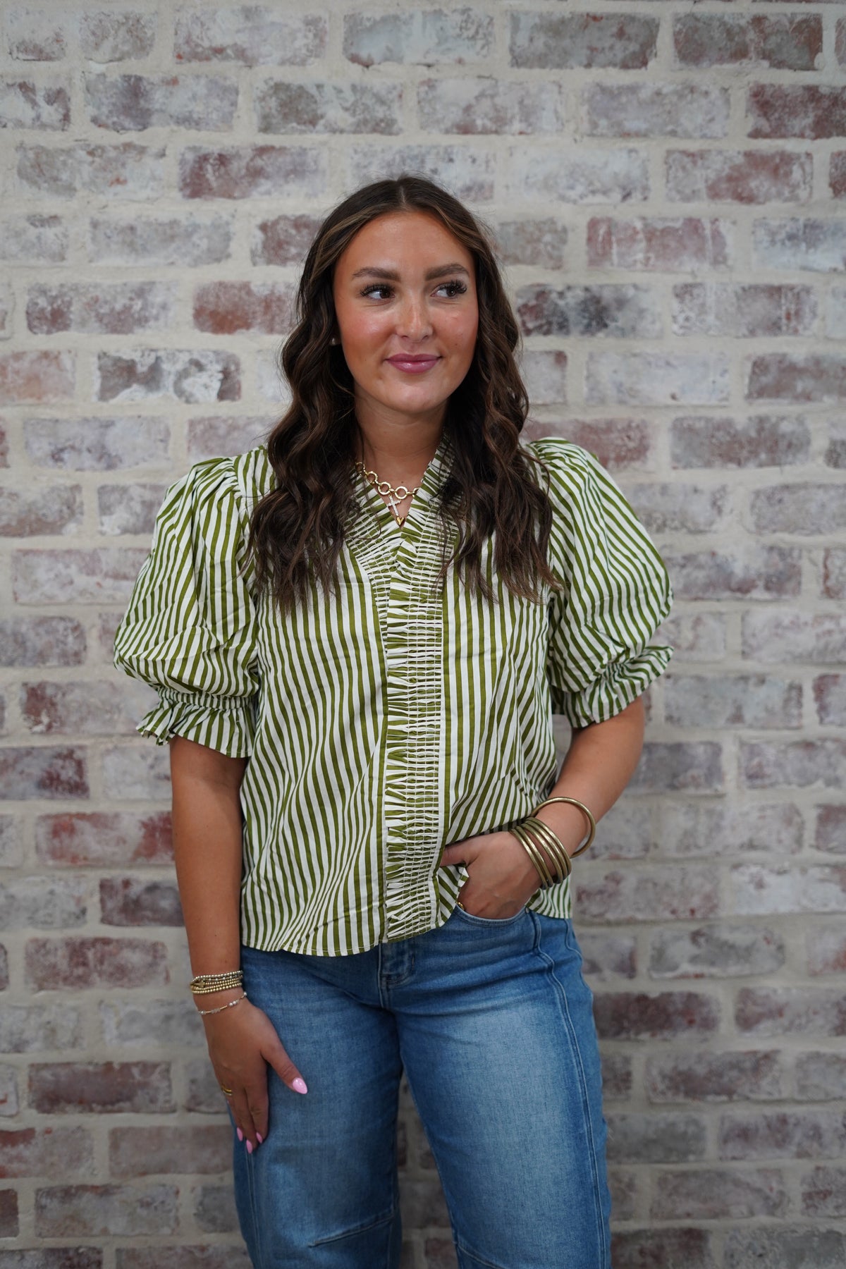 Green Striped Top
