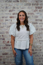 White and Black Puff Top