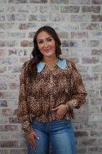 Cheetah denim top