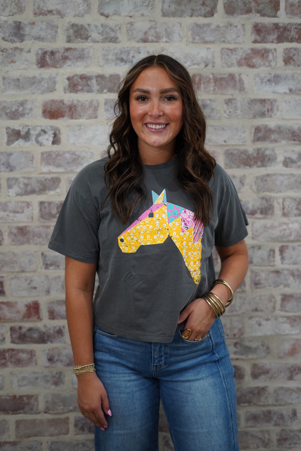 Quilted Horse Crop Tee
