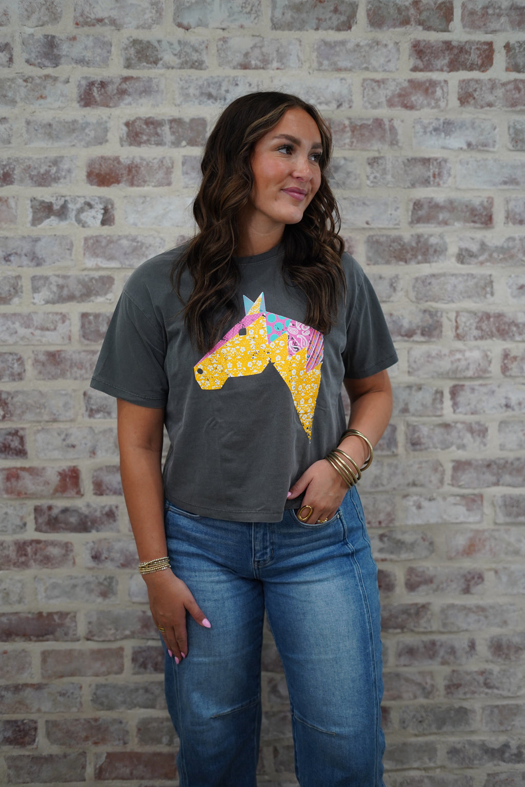 Quilted Horse Crop Tee