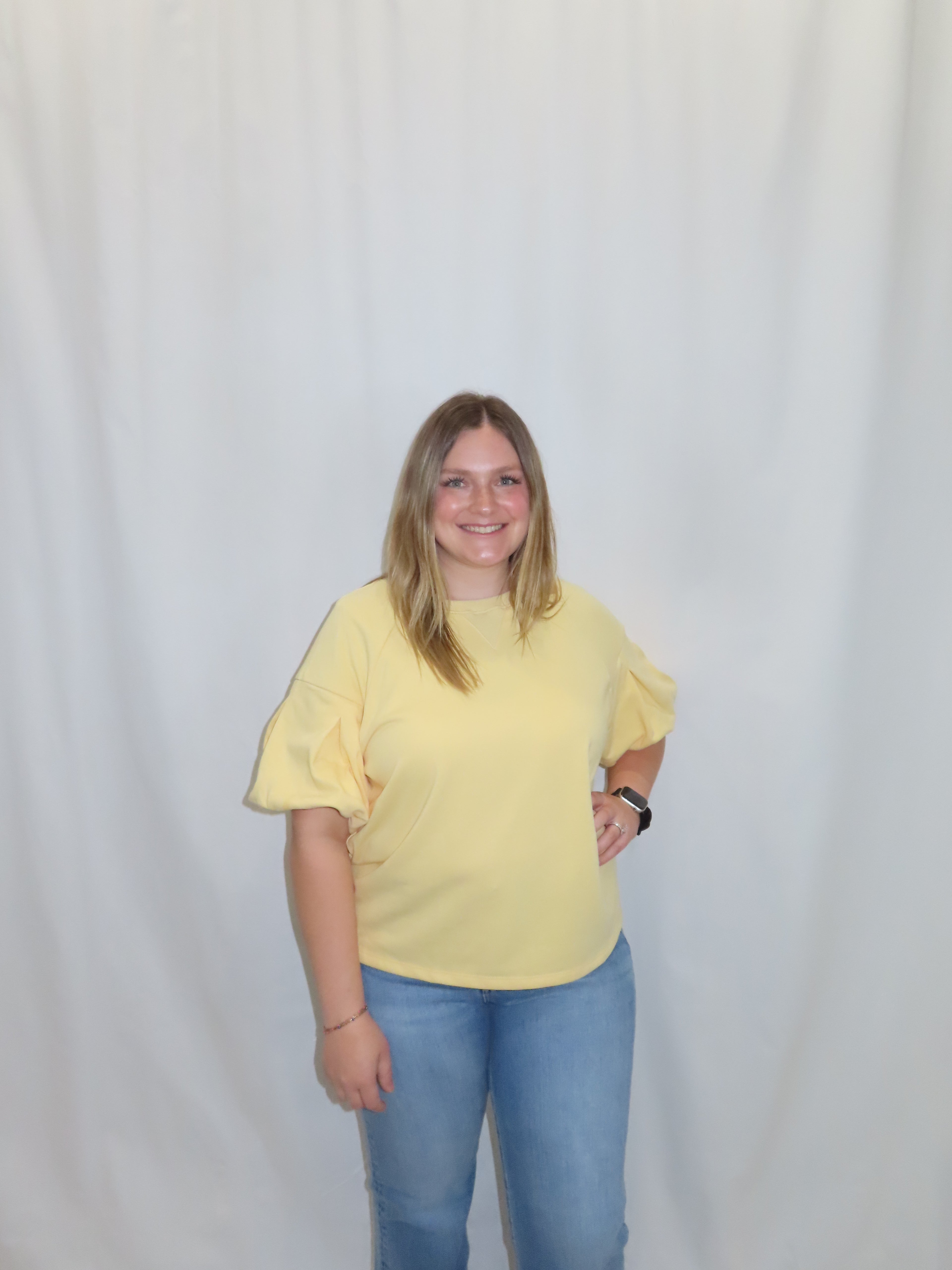 Yellow puff sleeve top- plus size