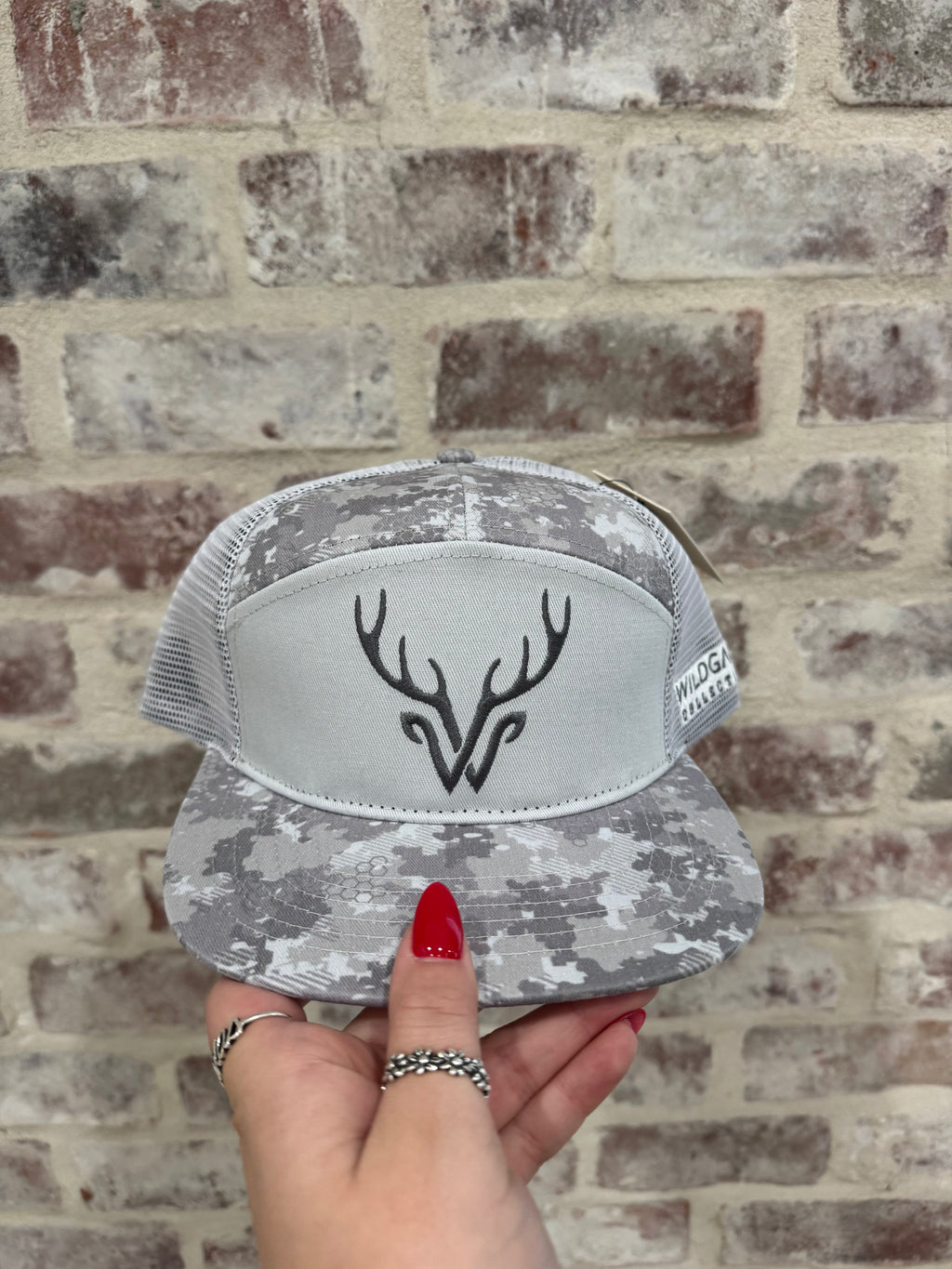 Wildgame 7 panel grey camo logo hat