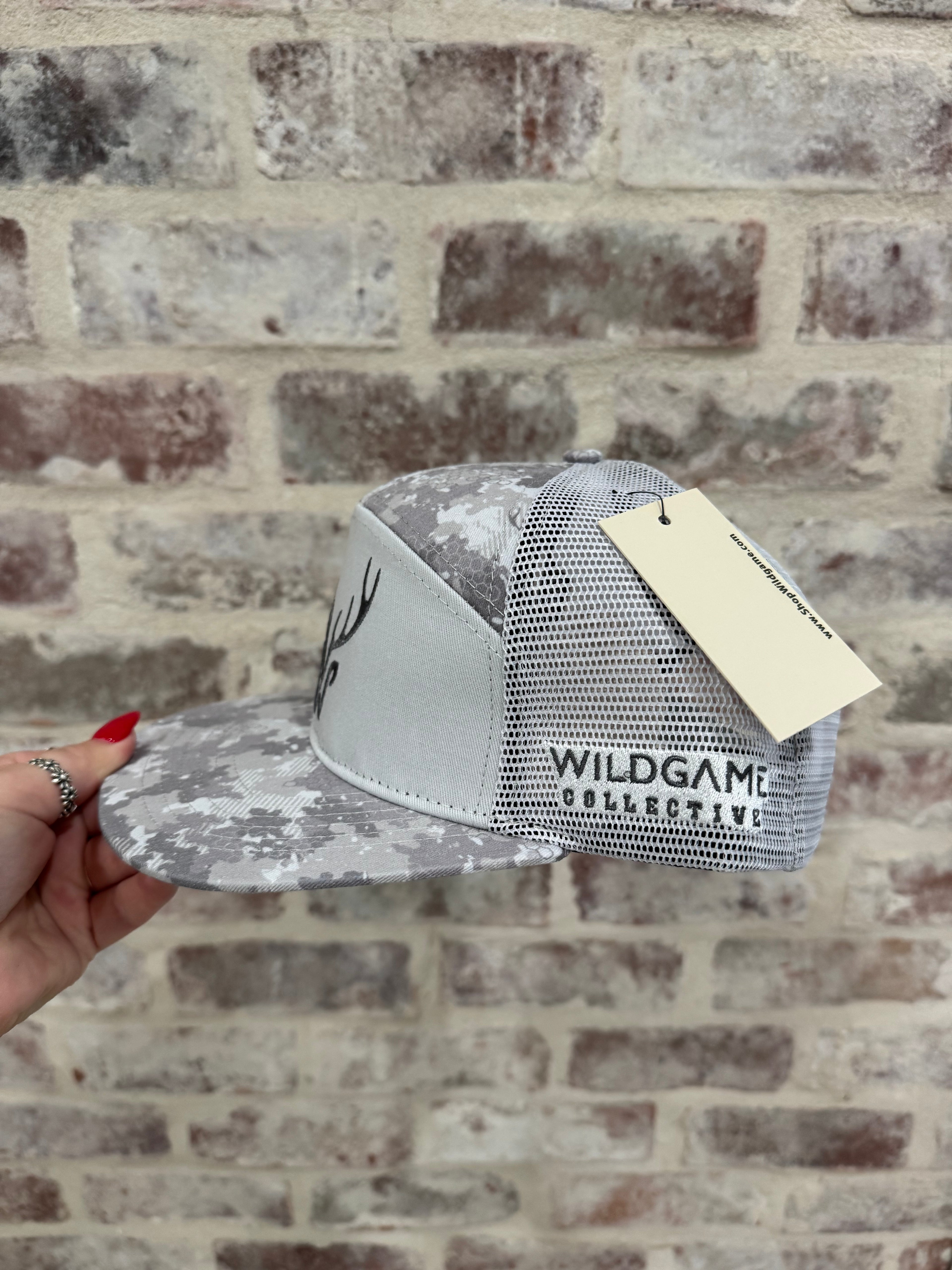 Wildgame 7 panel grey camo logo hat