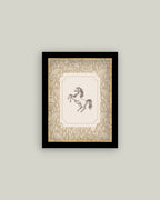 Pony Tan Print Framed Antique Art: 11x15