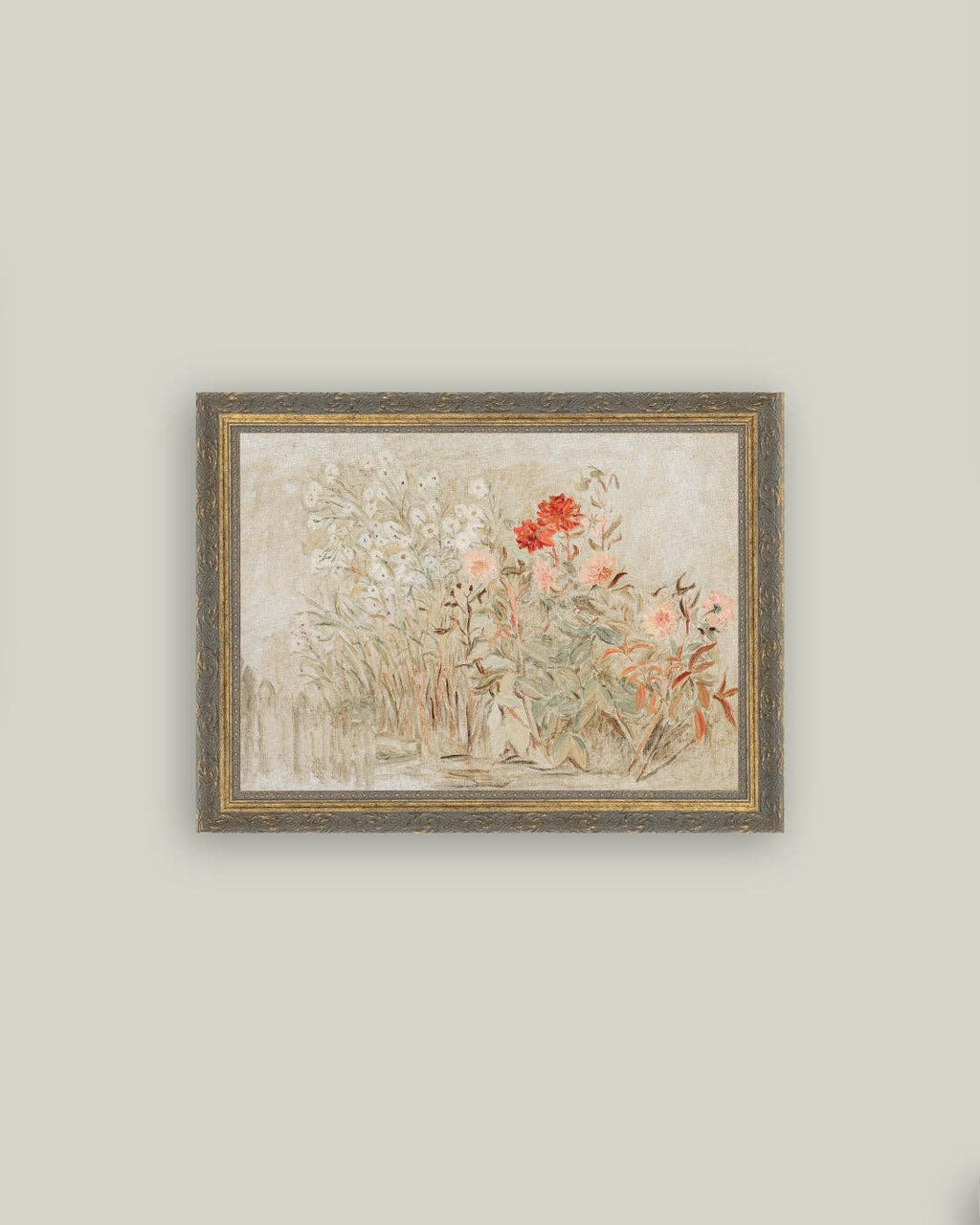 Small Garden Framed Antique Art: 10x8