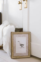 Single Goose Framed Antique Art: 8x10