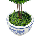 Boxwood Ball Topiary Tree in Round Blue & White Ceramic Pot: Large